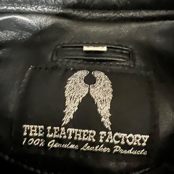 The Leather Factory Women's Black Leather Bomber Moto‎ Jacket Size Large - Picture 5 of 11